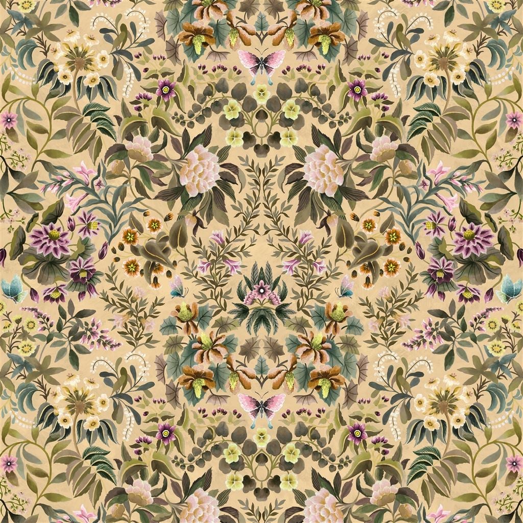 Ikebana Damask Coral — Designers Guild tapet