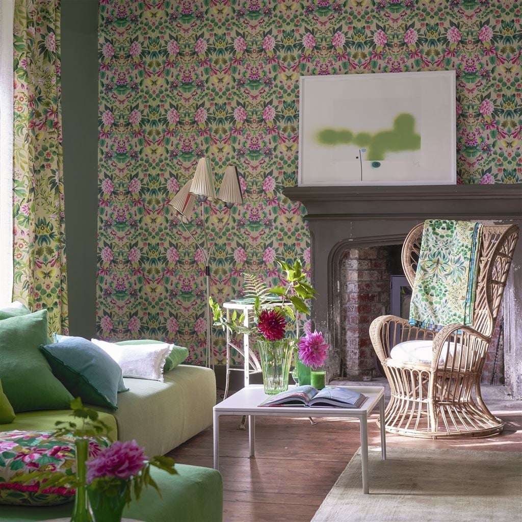 Ikebana Damask Tapet — Designers Guild i miljö