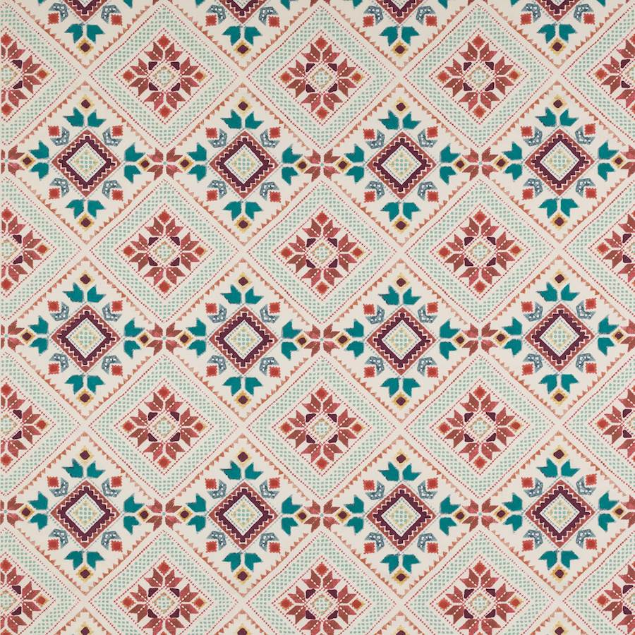 Minerva Red/Teal — Jane Churchill tyg