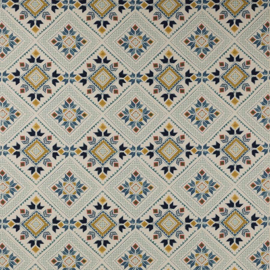 Minerva Blue/Ochre — Jane Churchill tyg
