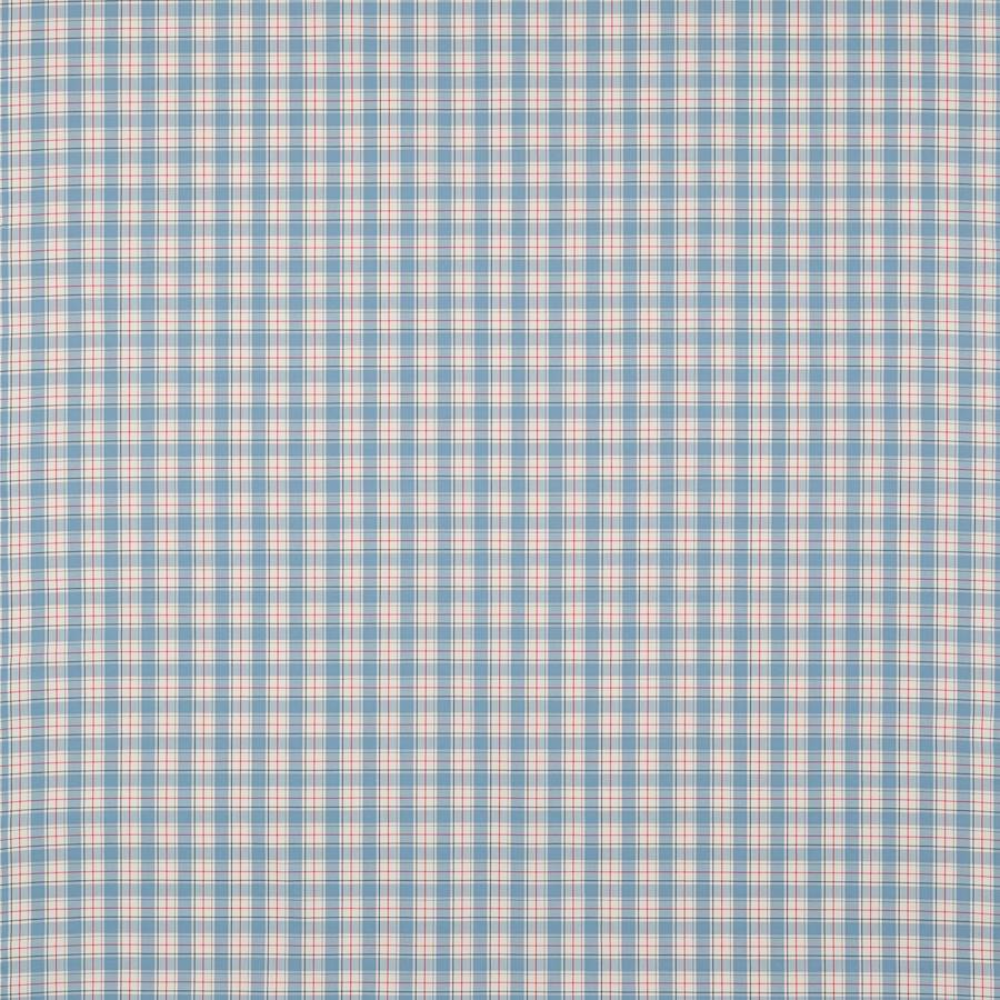 Barlow Check Tygprov — Jane Churchill Soft Blue/Red