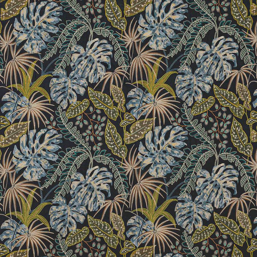 Rousseau Indigo/Green — Jane Churchill tyg