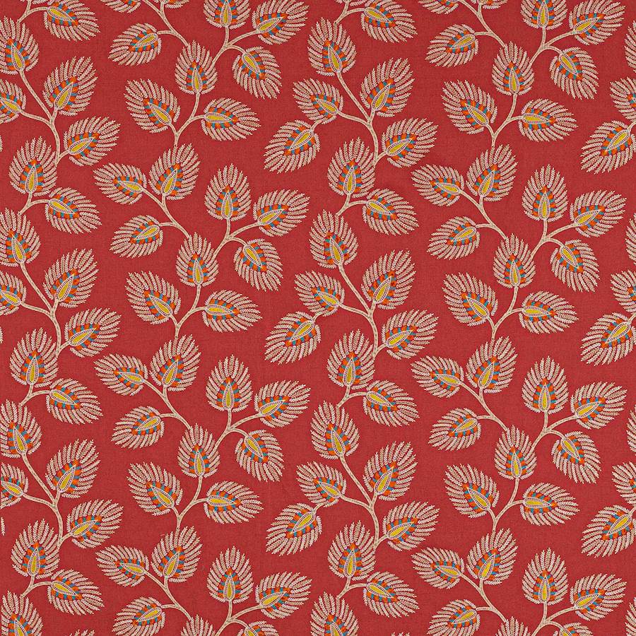 Peacock Leaf Red — Jane Churchill tyg
