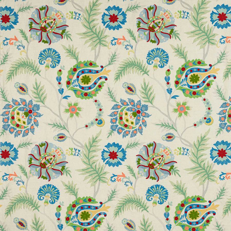 Bukhara Green/Multi — Jane Churchill tyg