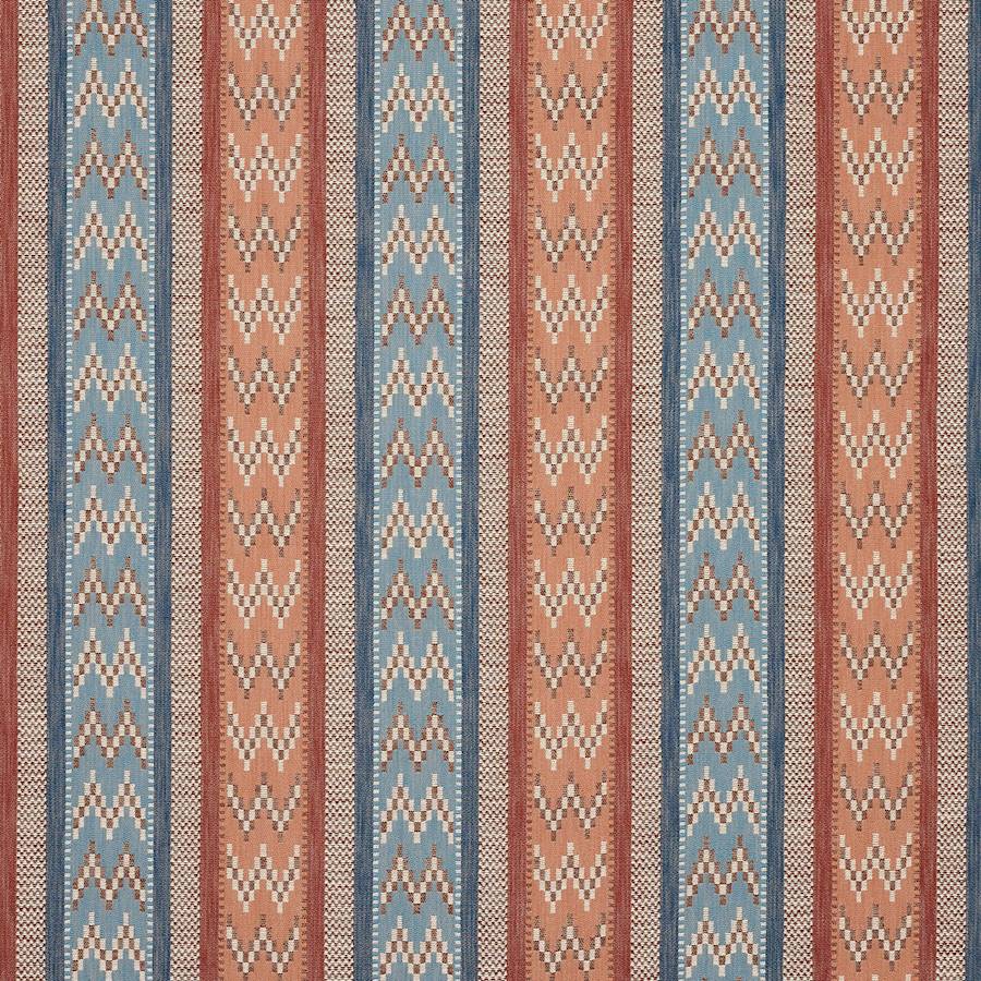 Rivina Stripe Tygprov — Jane Churchill Tomato/Blue
