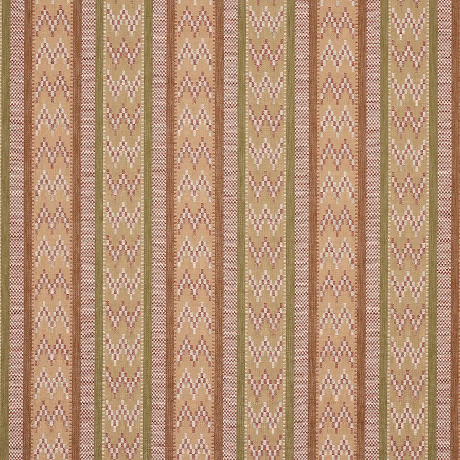 Rivina Stripe Tygprov — Jane Churchill Olive/Terracotta