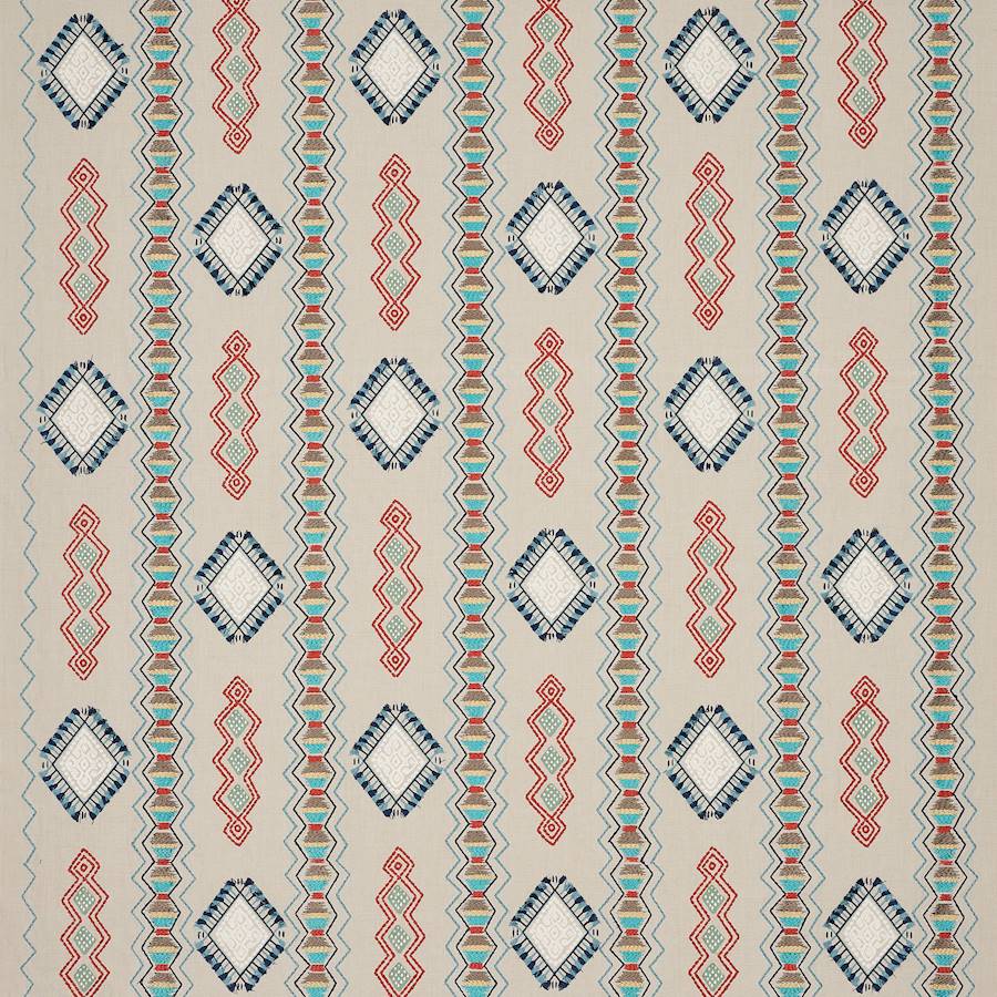 Dhari Blue/Tomato — Jane Churchill tyg