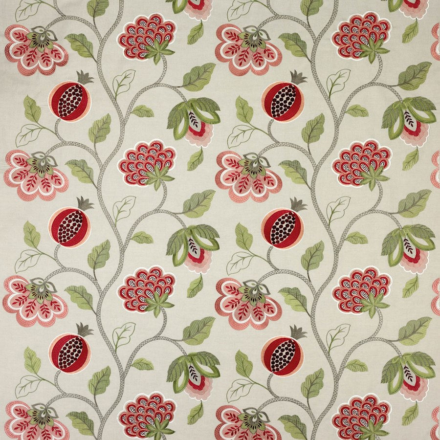 Paradise Garden Tygprov — Jane Churchill Red/Linen