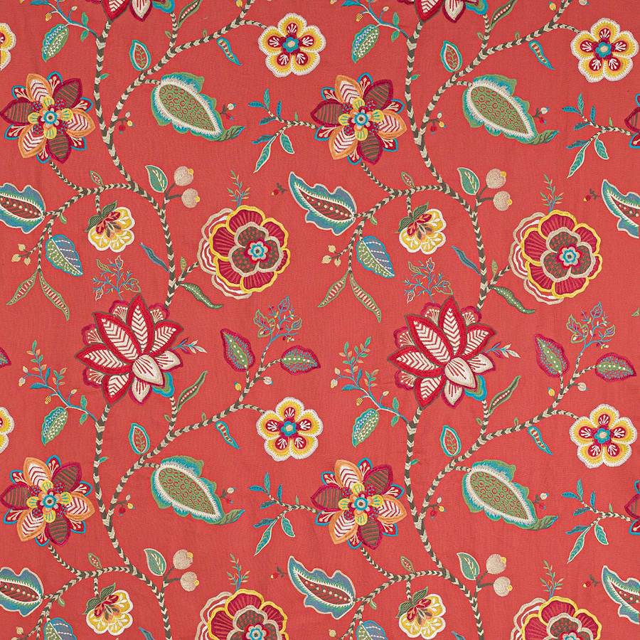 Havana Bright Red/Multi — Jane Churchill tyg