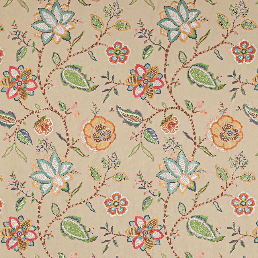 Havana Copper/Aqua — Jane Churchill tyg