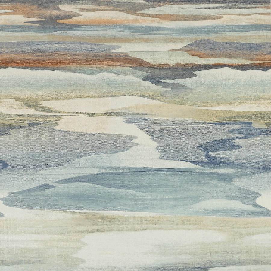 Cloudscape Tapetprov — Jane Churchill Blue/Copper