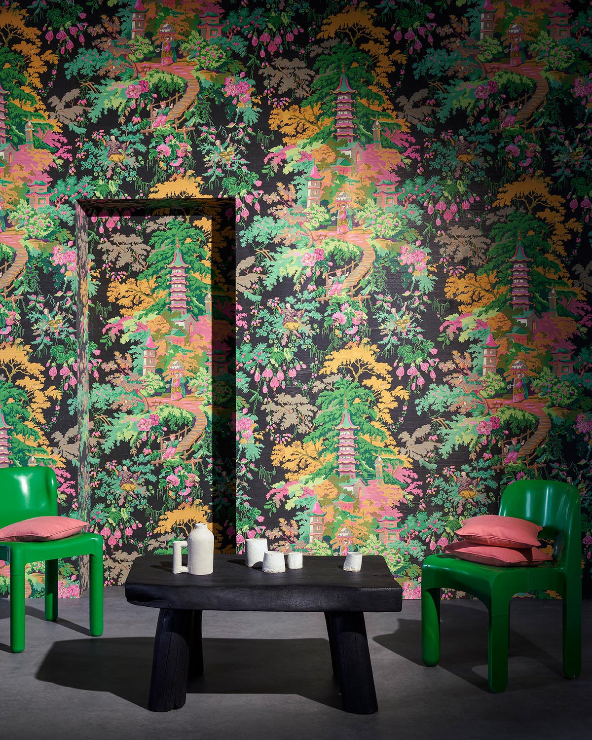 Jardins Japonais room setting — Pierre Frey wallpaper