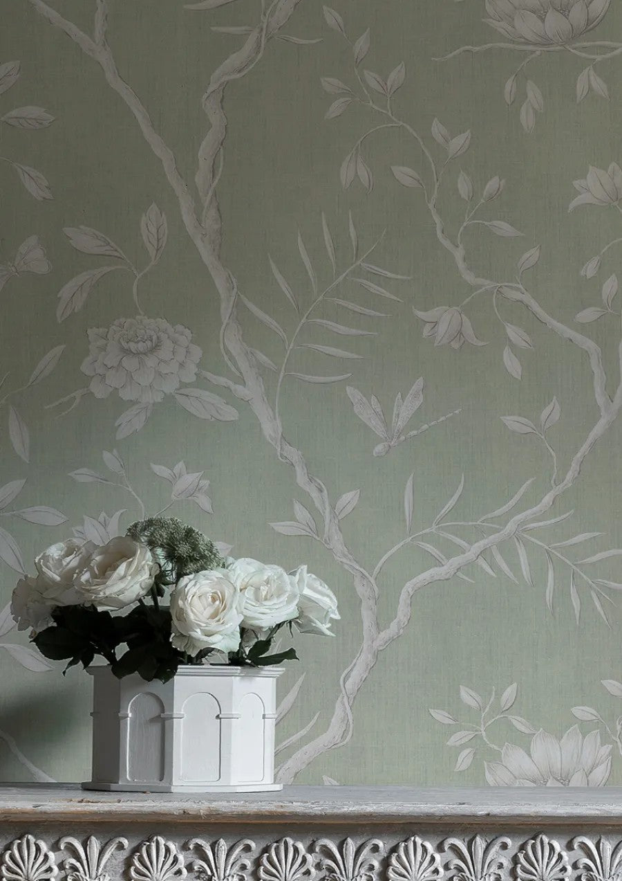 Jasper Peony Eau de Nil — Lewis & Wood tapet