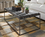 Rectangular Iron Coffee Table with a Black Marble Top