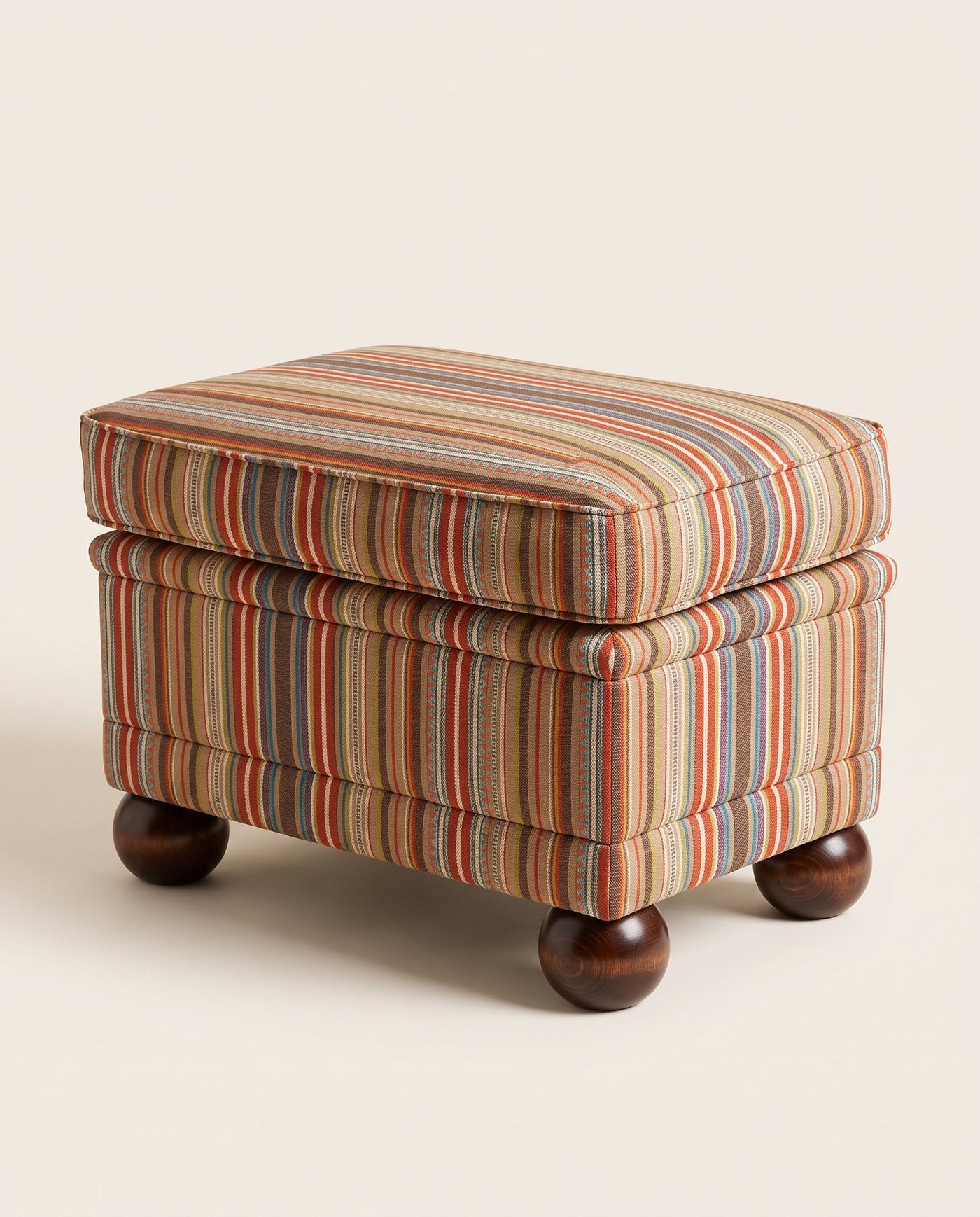 Jio Avenue fotpall 62x62 cm utan kappa klädd i Tapton Stripe R Teal/Russet