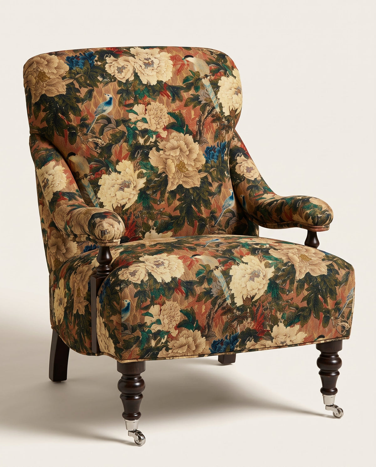 Jio Bentley fåtölj klädd i Oriental Garden Mole