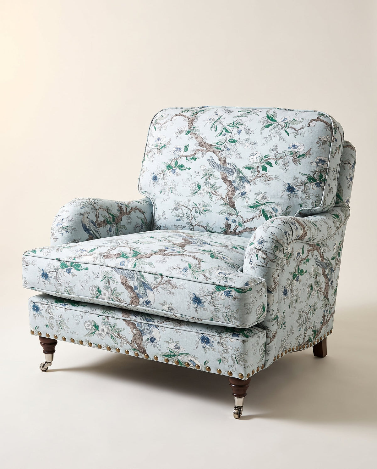 Jio Charles fåtölj klädd i Chintz Blue Stone