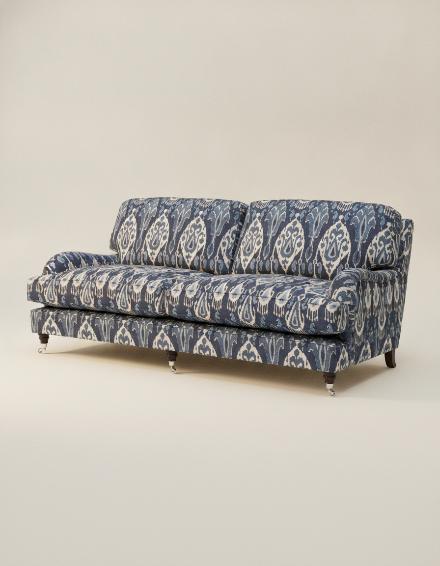 Jio Charles soffa 2-sits 196 cm klädd i Ikat Bokhara Linen Indigo