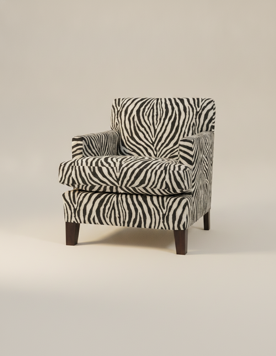 Jio Fulham fåtölj klädd i Terranea Zebra Ebony