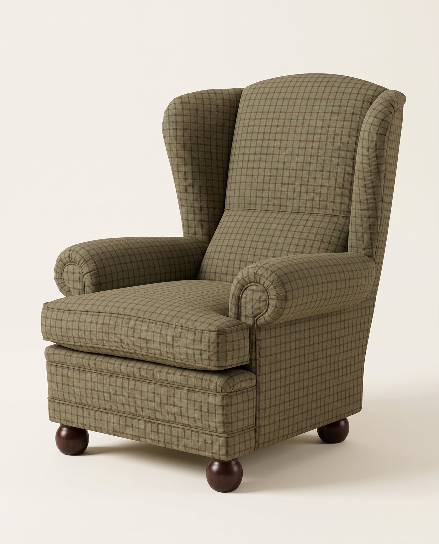 Jio Haga fåtölj utan kappa klädd i Aaron Tattersal Green Fabric