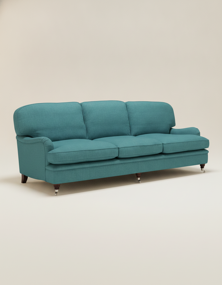 Jio Howard soffa 3-sits 235 cm, fast rygg klädd i Linara Tyg 3 — Romo Peking Blue