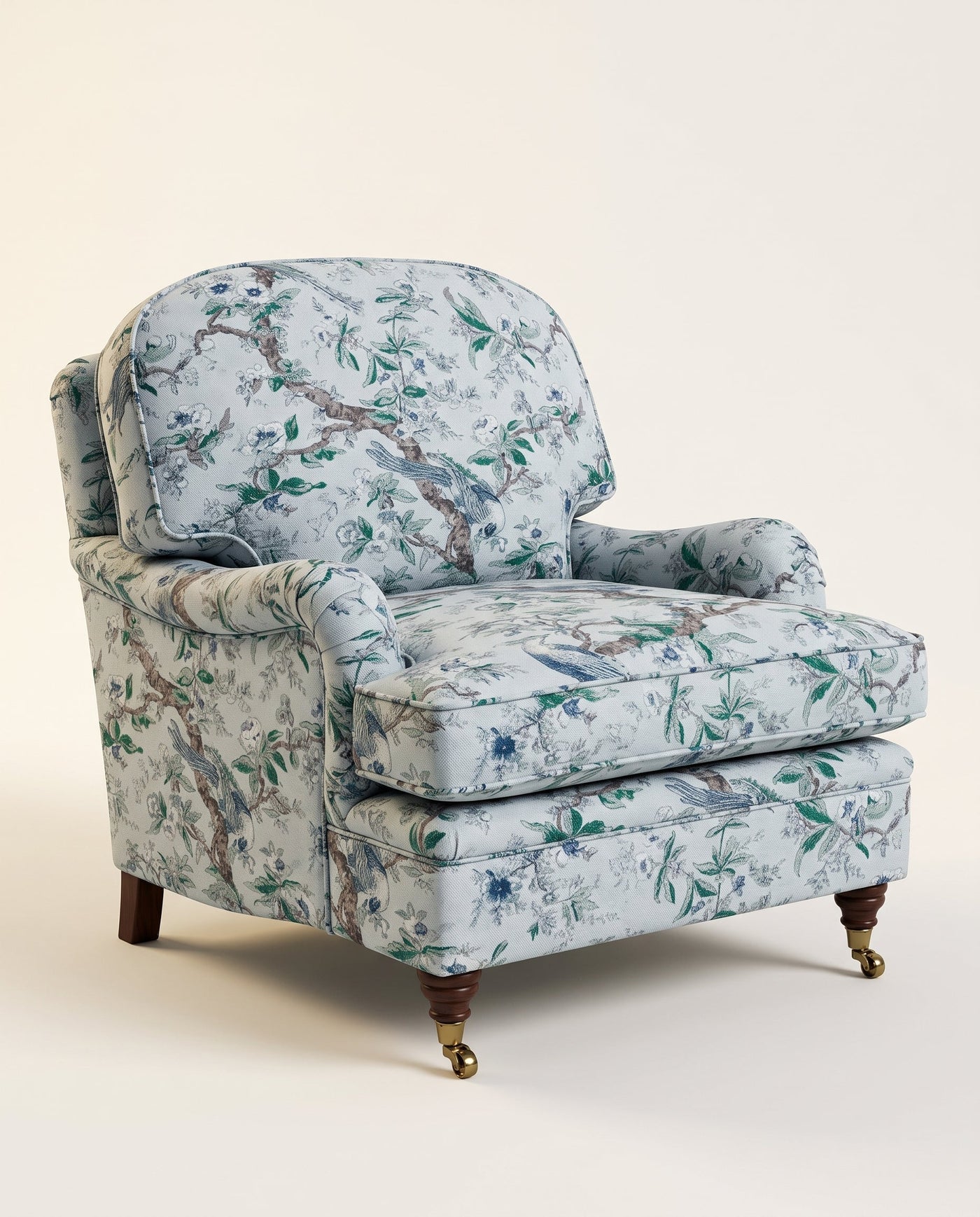 Jio Howard fåtölj, fast rygg klädd i Chintz Blue Stone