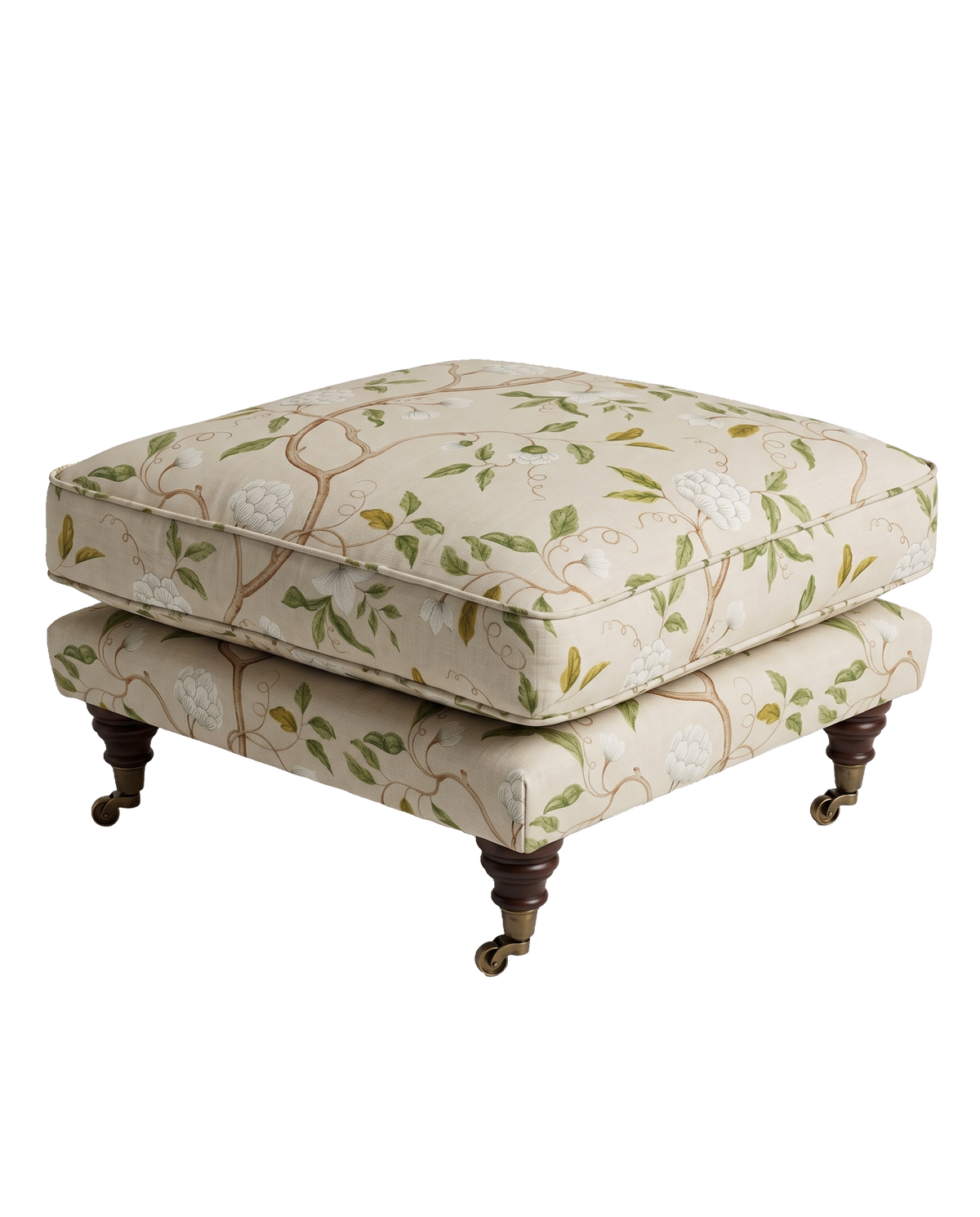 Jio Howard fotpall 66x66 cm klädd i Snow Tree Cream — Colefax & Fowler