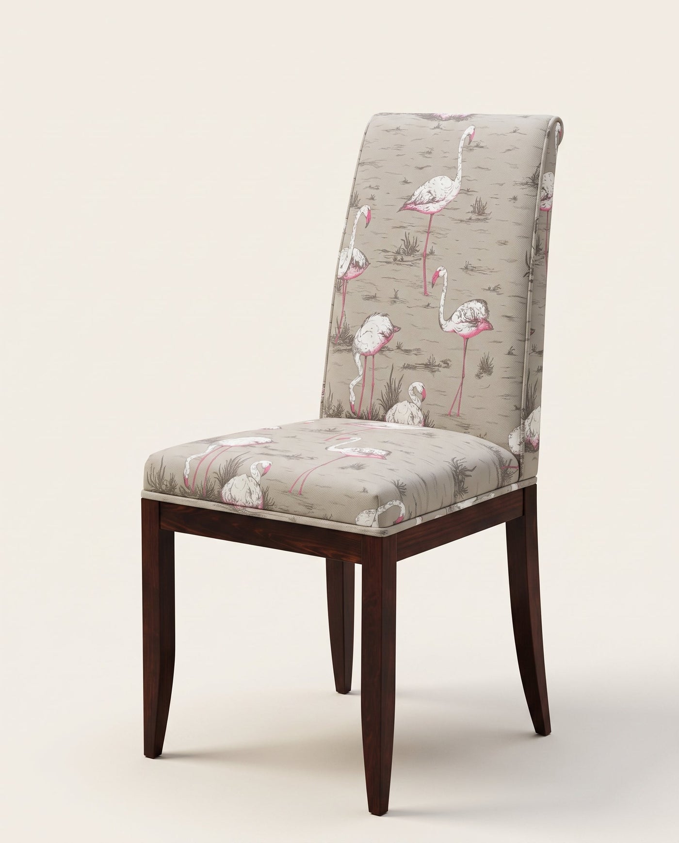 Jio Stol Kent klädd i Flamingos White & Fuchsia On Taupe