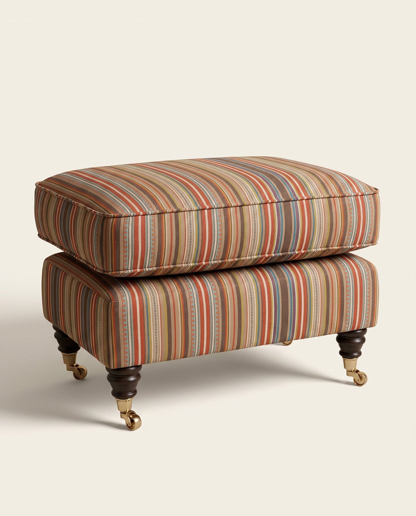 Jio Metropolitan fotpall 82x45 cm klädd i Tapton Stripe R Teal/Russet