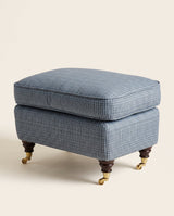 Jio Rosendal fotpall 62x42 cm klädd i Tattersall Turquoise