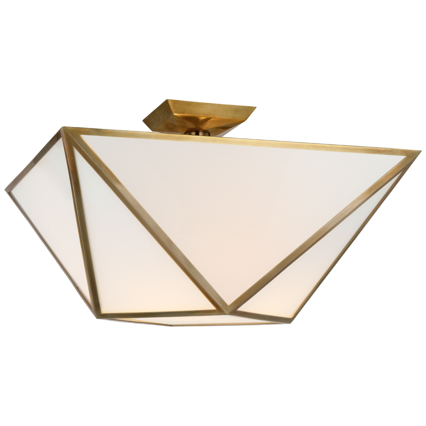Lorino Plafond – Hand-Rubbed Antique Brass With White Glass