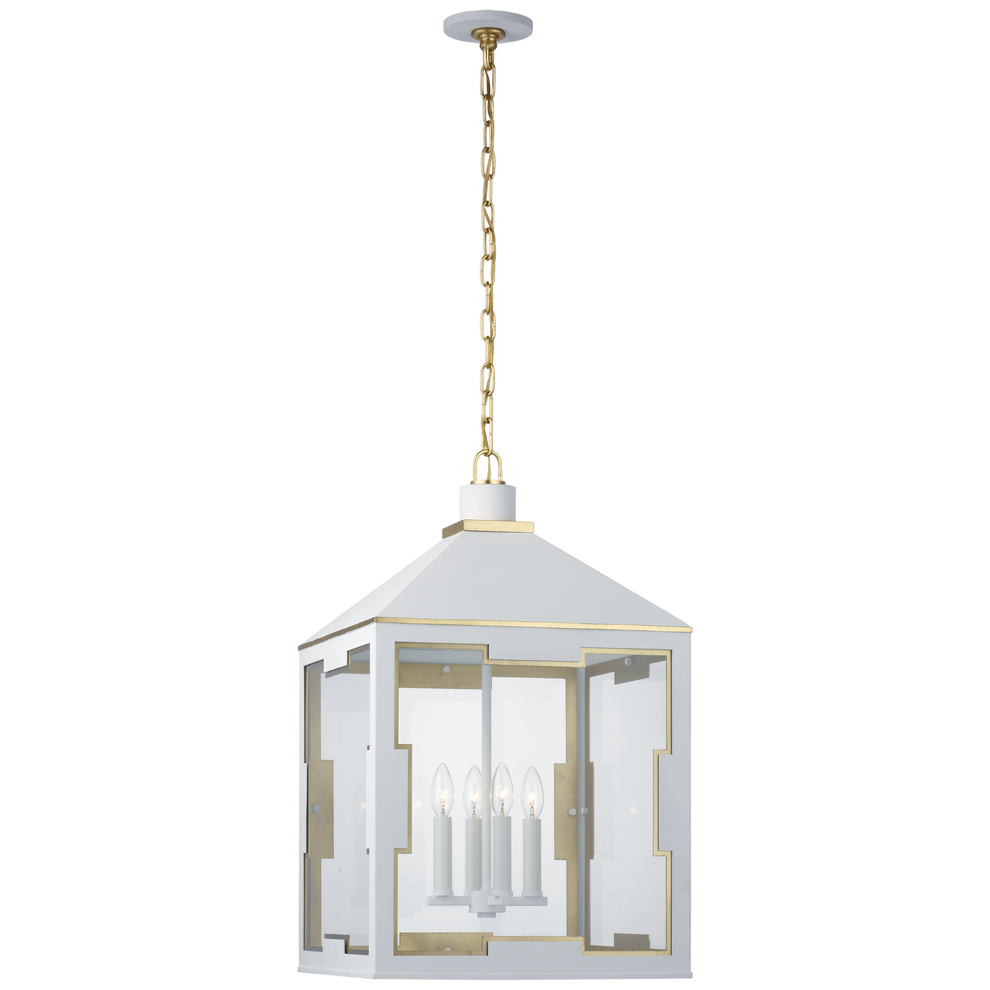 Ormond Lykta – Soft White And Gild With Clear Glass