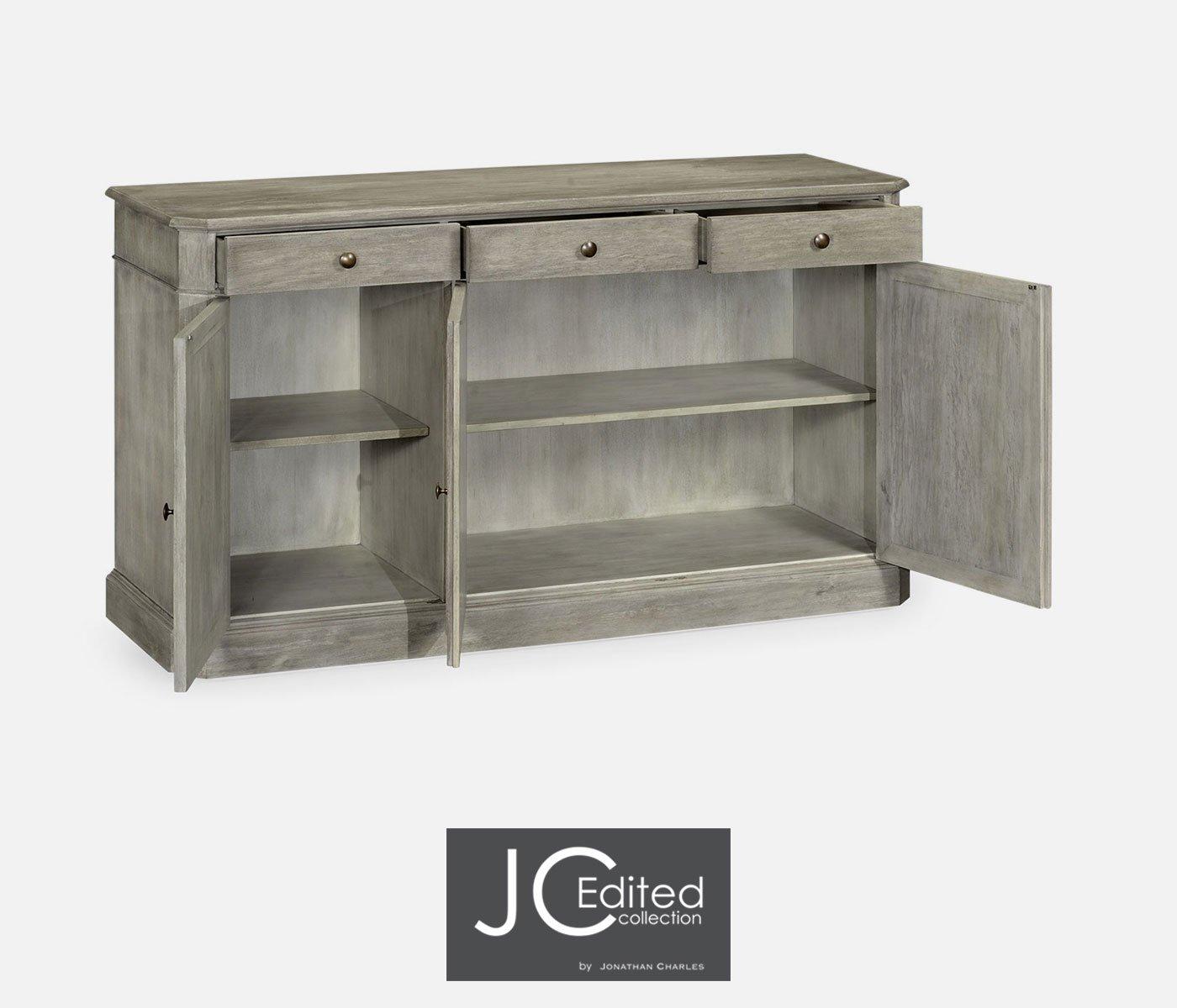 64" Rustic Grey Three Door Sideboard
