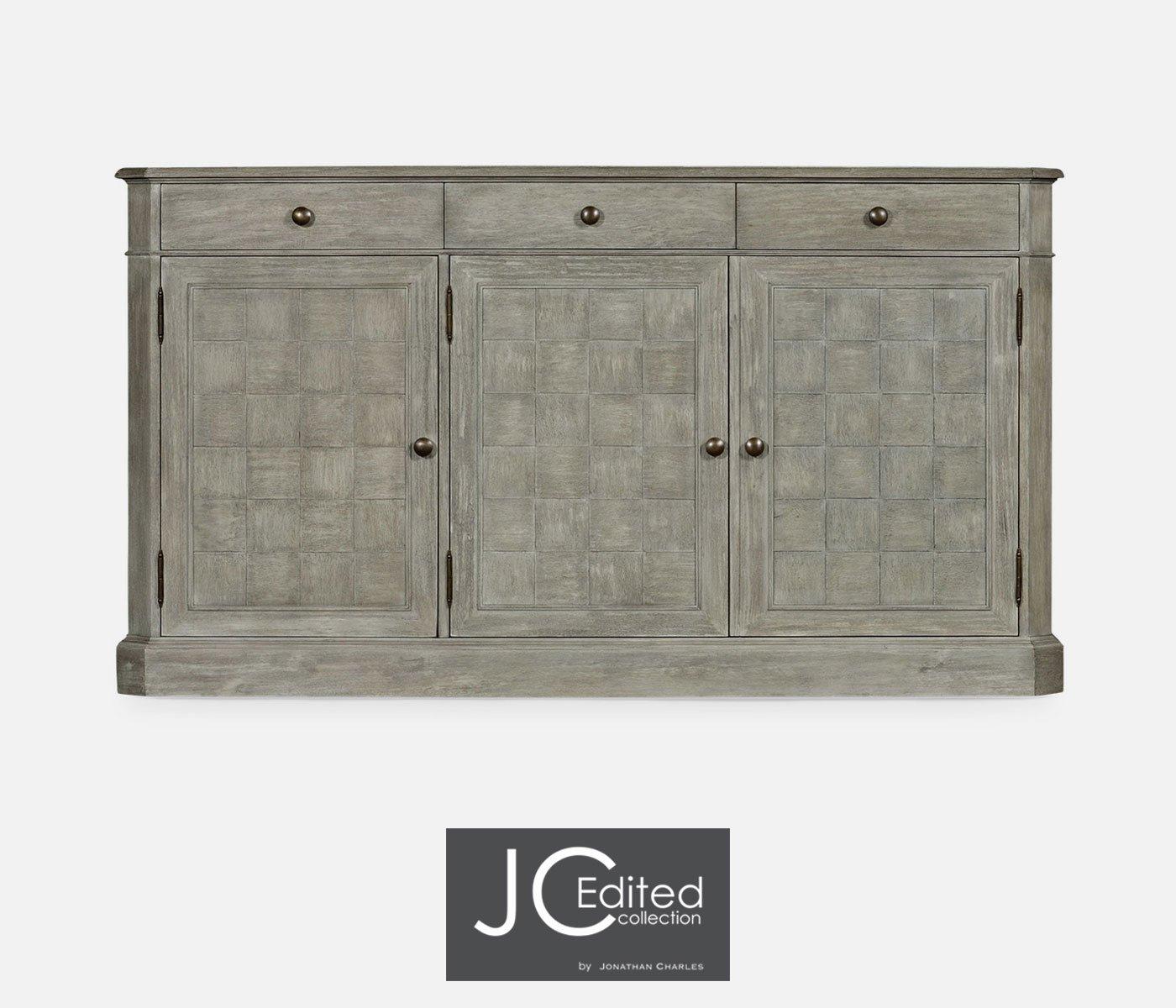 64" Rustic Grey Three Door Sideboard