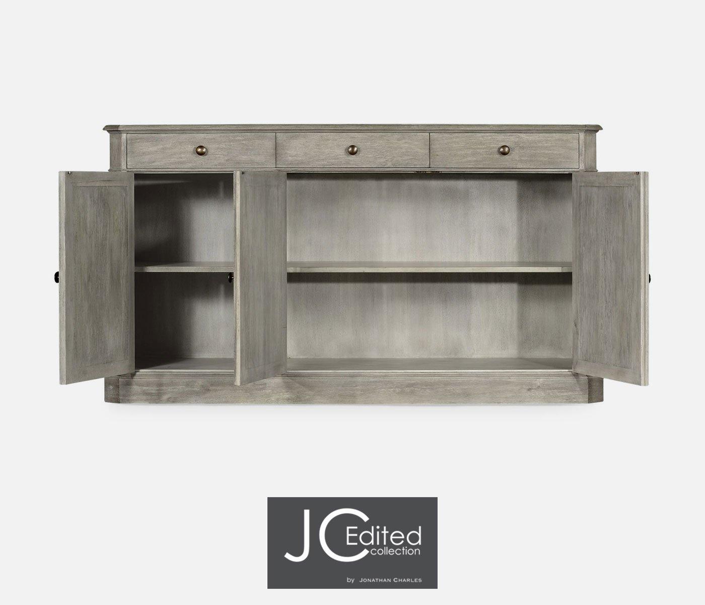 64" Rustic Grey Three Door Sideboard