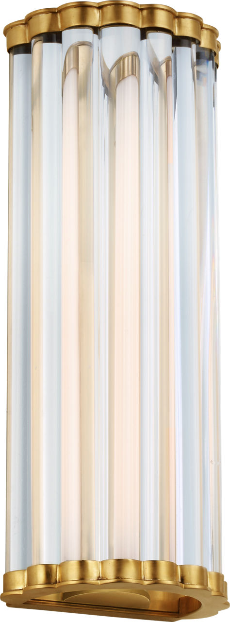 Kean 14" Vägglampa — Chapman & Myers for Visual Comfort & Co. — Antique-Burnished Brass with Clear Glass Rods