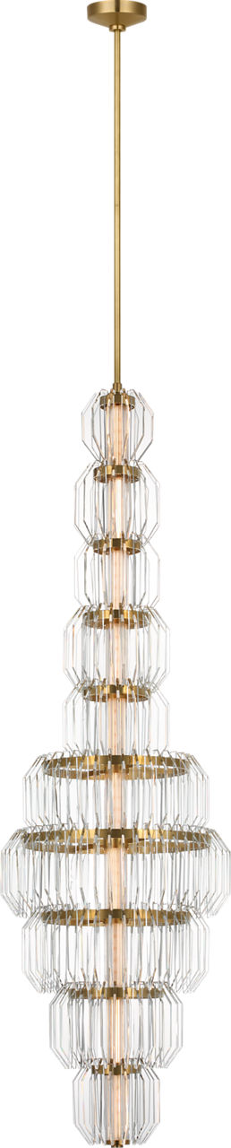 Killarney 19" Layered Entry Takkrona — Waterford for Visual Comfort & Co. — Natural Brass with Clear Crystal