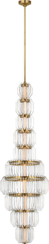 Killarney 19" Layered Entry Takkrona — Waterford for Visual Comfort & Co. — Natural Brass with Clear Crystal