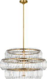 Killarney 32" Layered Drum Takkrona — Waterford for Visual Comfort & Co. — Natural Brass with Clear Crystal