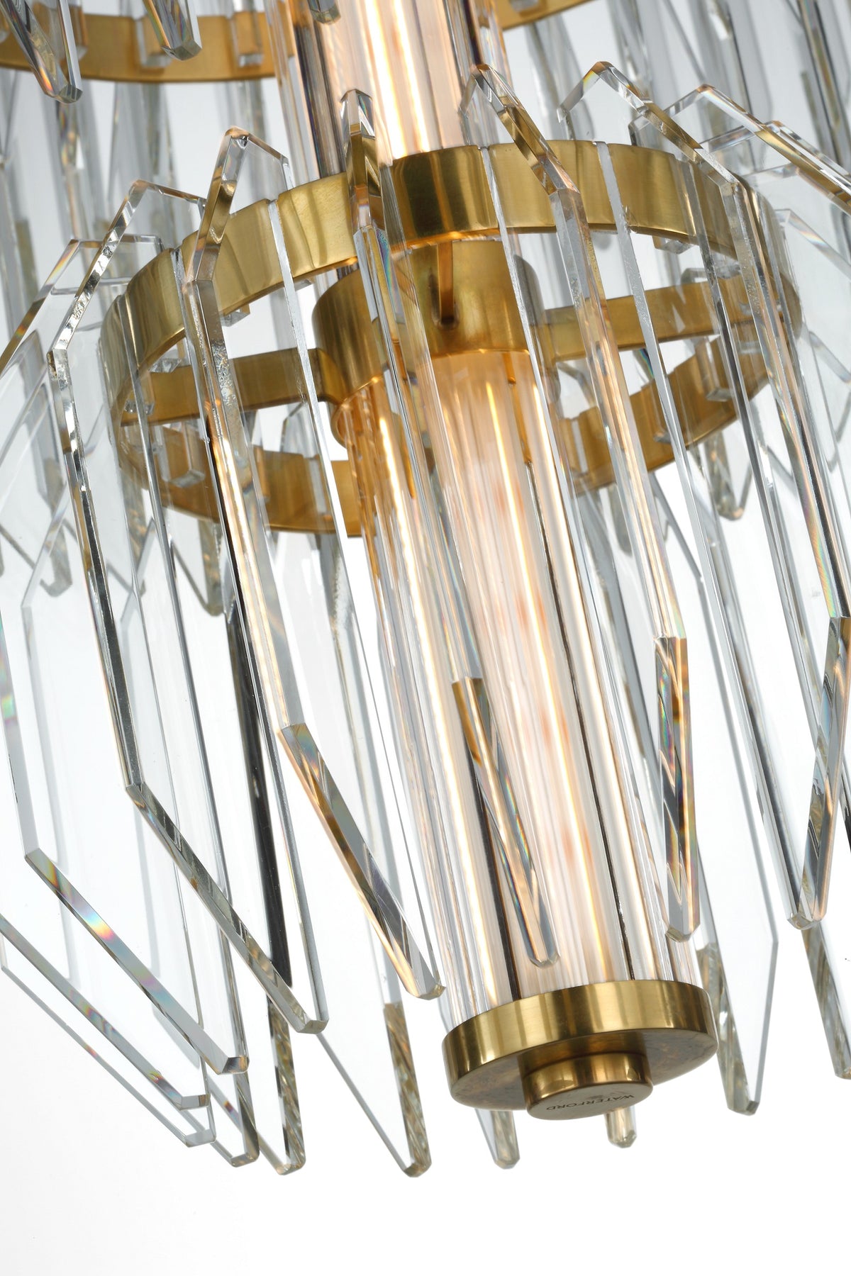 Killarney 32" Layered Takkrona — Waterford for Visual Comfort & Co. — Natural Brass with Clear Crystal detaljbild