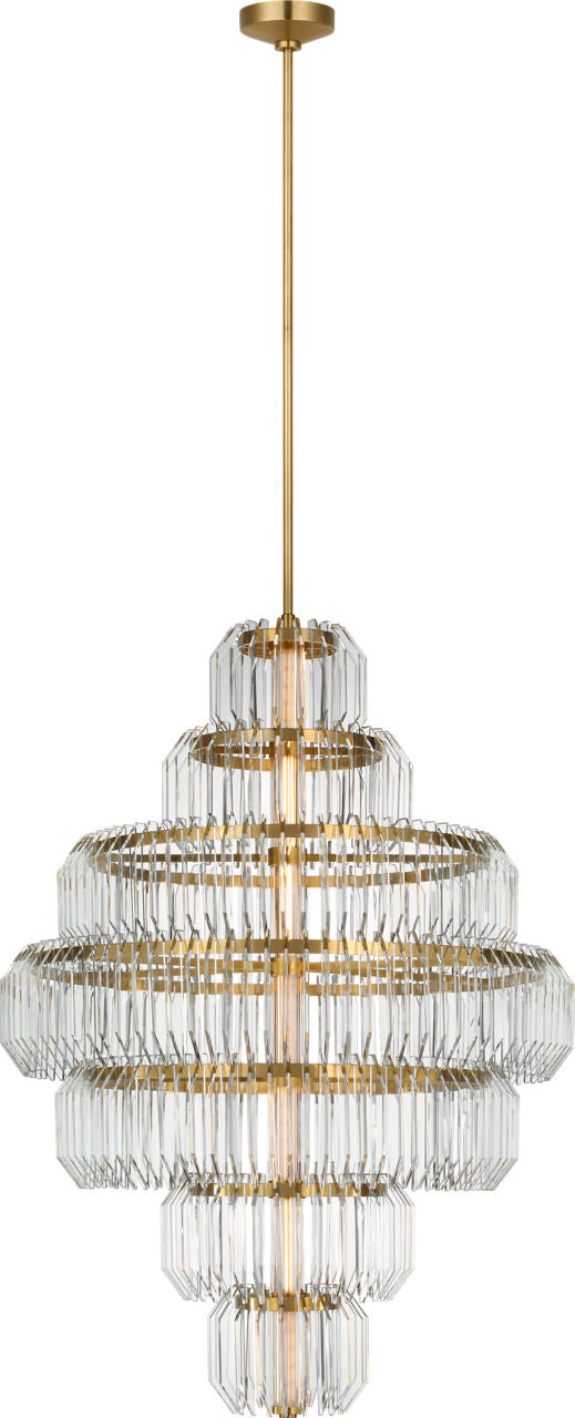 Killarney 32" Layered Chandelier — Waterford for Visual Comfort & Co. — Natural Brass with Clear Crystal