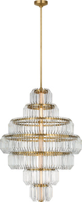 Killarney 32" Layered Chandelier — Waterford for Visual Comfort & Co. — Natural Brass with Clear Crystal