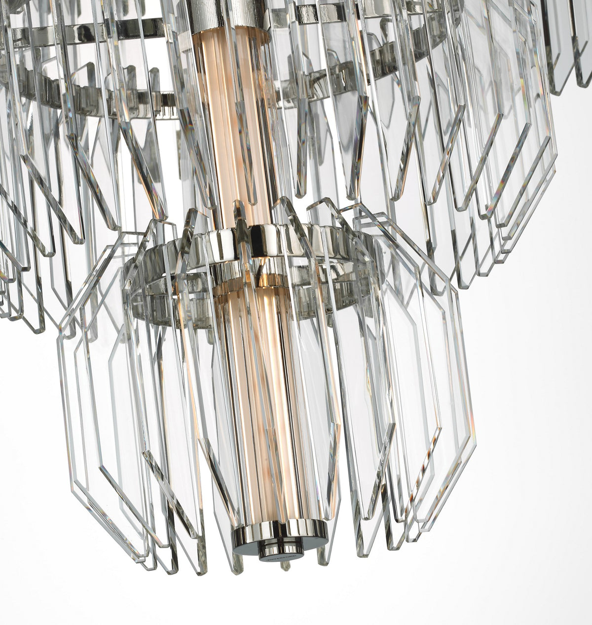 Killarney 32" Layered Takkrona — Waterford for Visual Comfort & Co. — Polished Nickel with Clear Crystal detaljbild