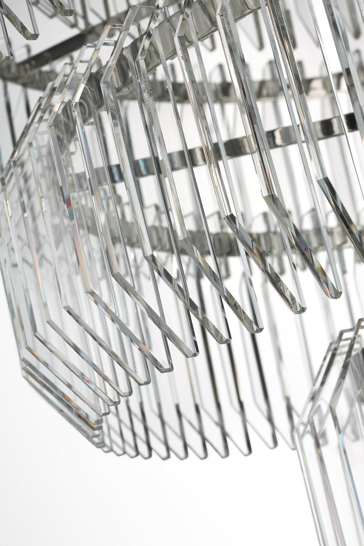Killarney 32" Layered Takkrona — Waterford for Visual Comfort & Co. — Polished Nickel with Clear Crystal detaljbild
