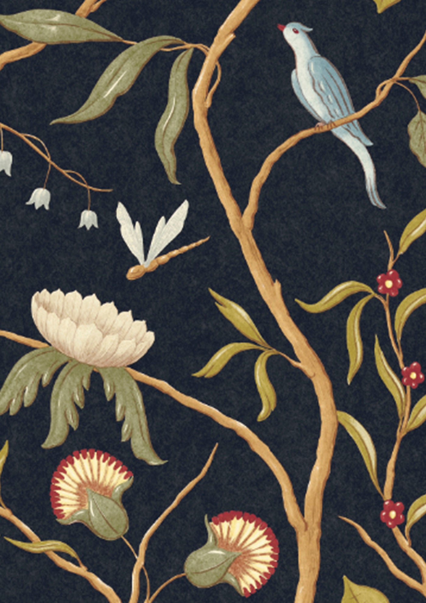 Adam's Eden Ebony – närbild — Lewis & Wood tapet