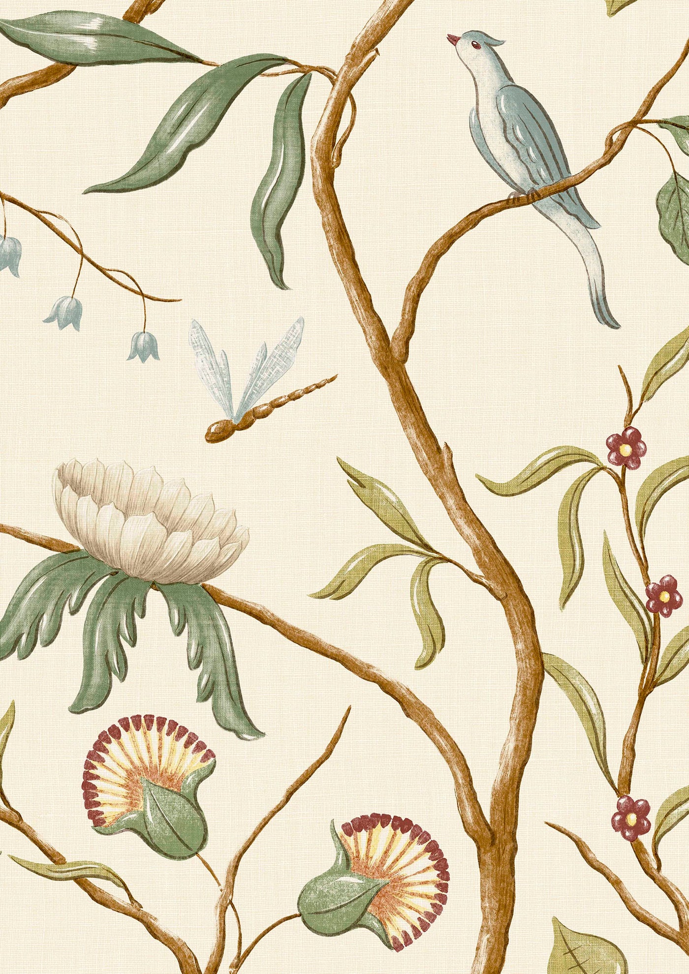 Adam's Eden Ivory – närbild — Lewis & Wood tyg