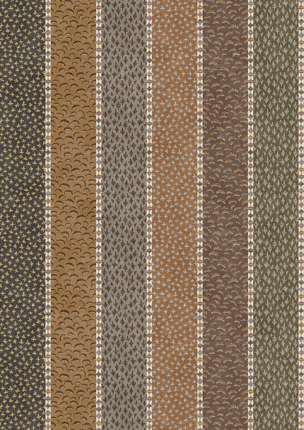 Asha Stripe Cedar Smoke – närbild — Lewis & Wood tyg