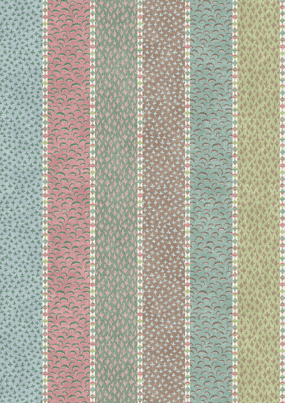Asha Stripe Pistachio Rose – närbild — Lewis & Wood tyg