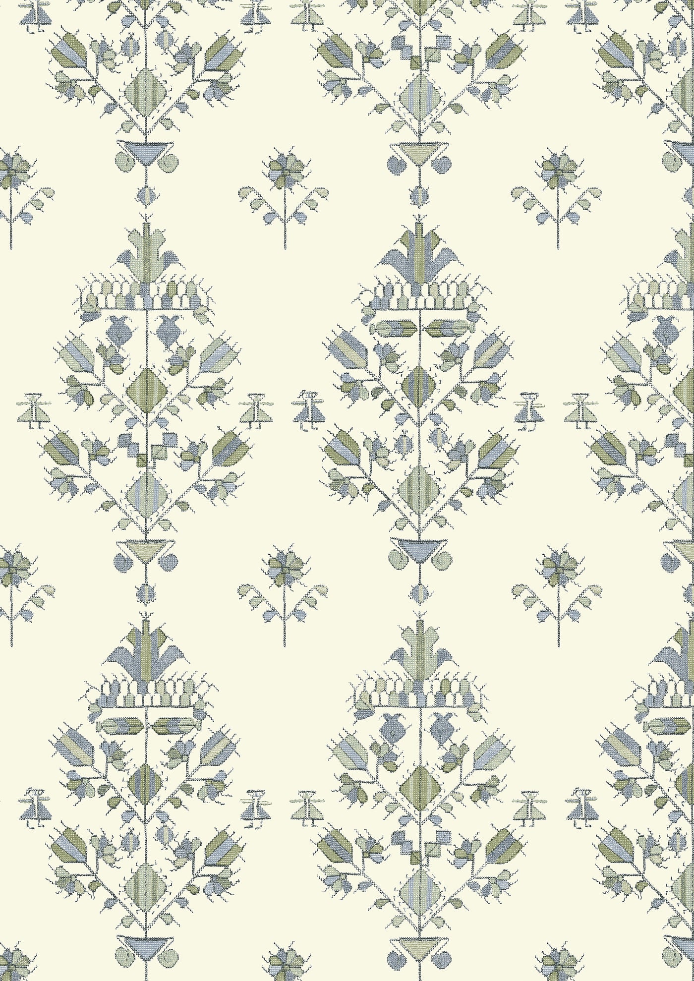 Athena Blue Myrtle – närbild — Lewis & Wood tyg