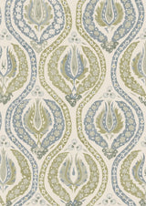 Benaki Lavender Green – närbild — Lewis & Wood tyg